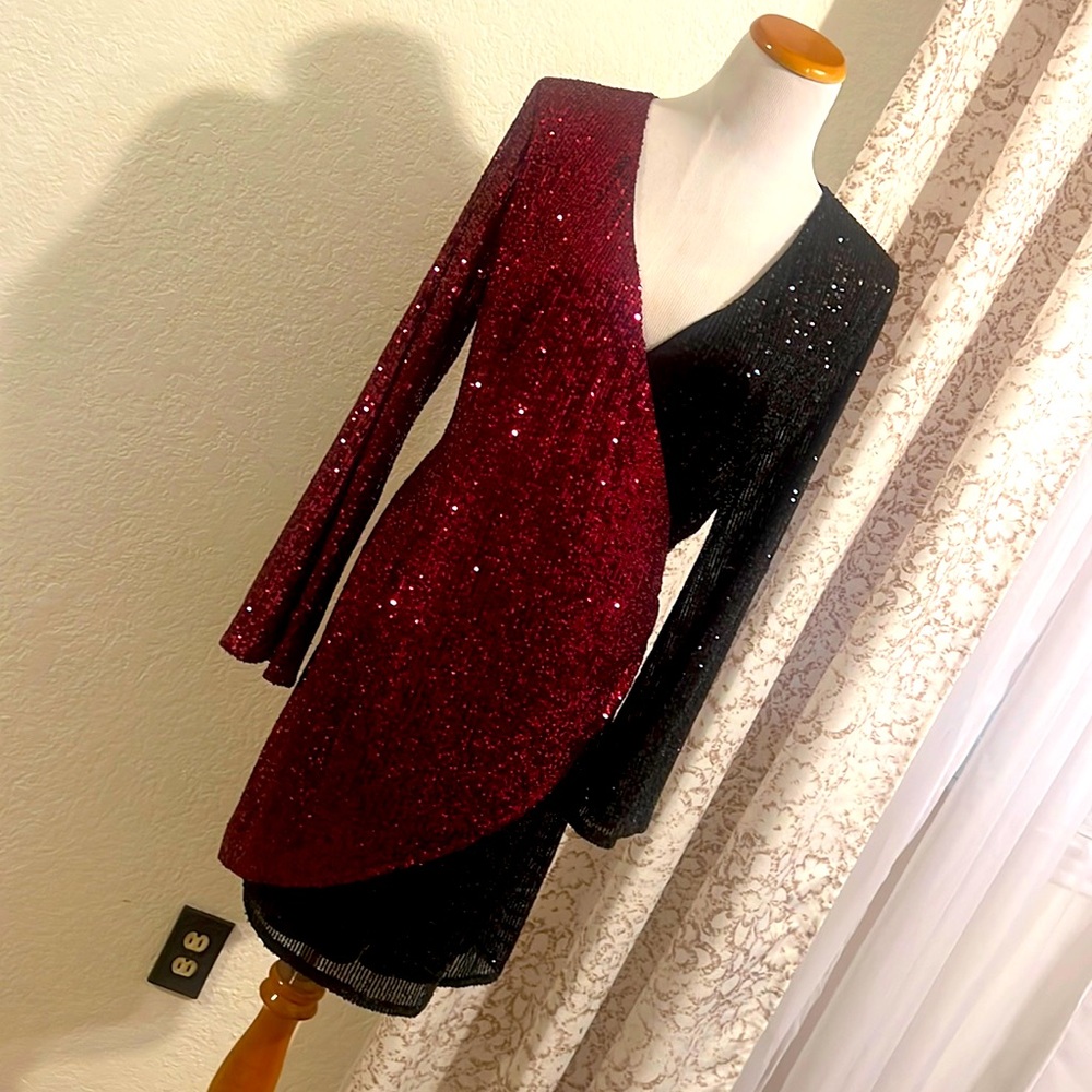 NWOT black and red sequin dress